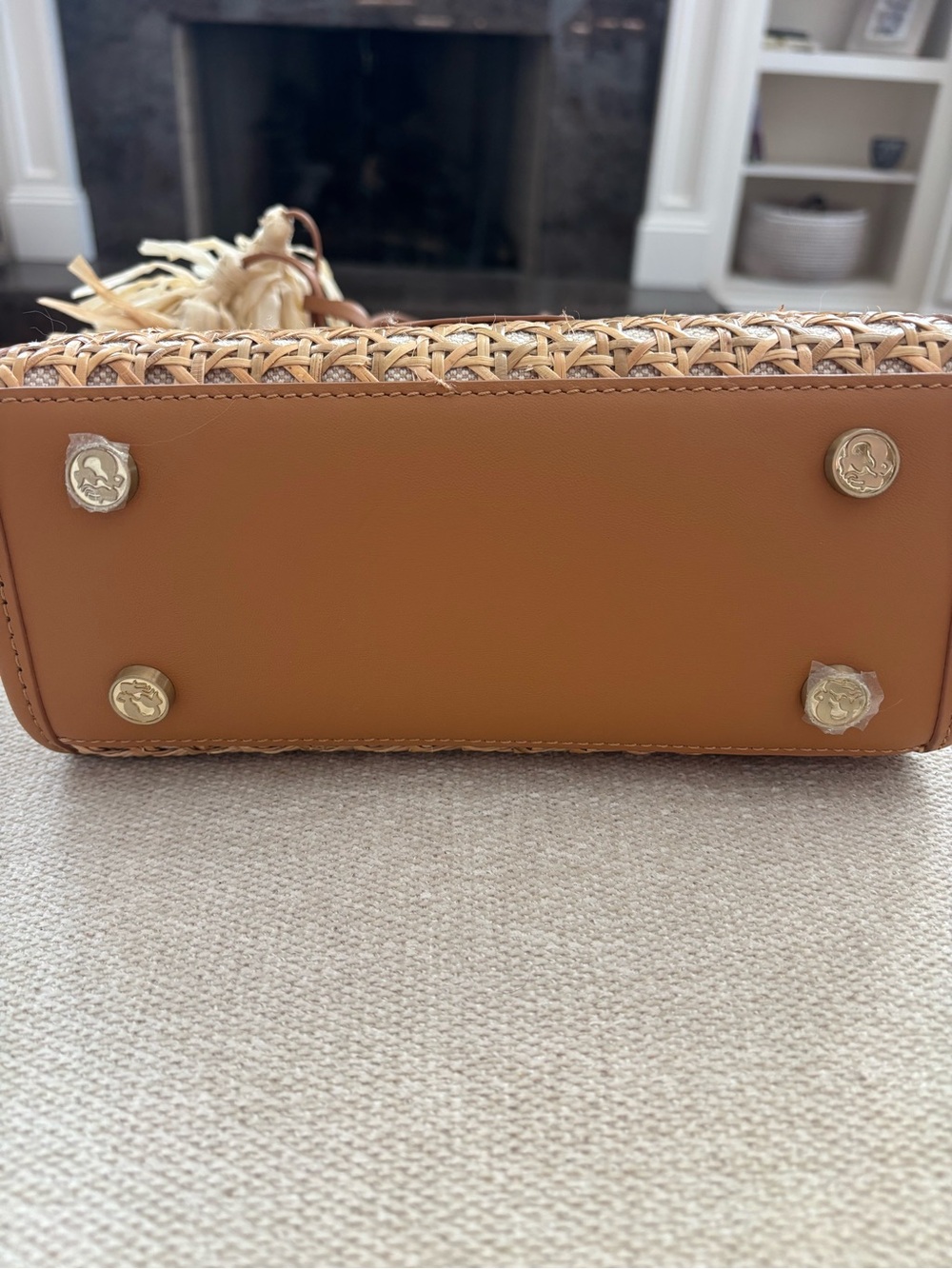 Spartina 449 Tan Raffia Woven Tote with Tassels - Picture 6 of 9